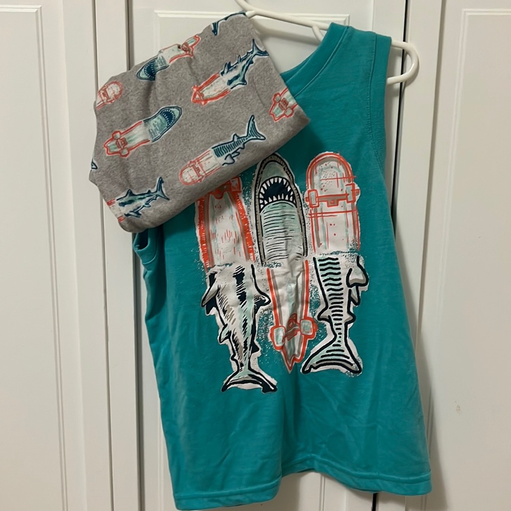 Cat and Jack shark/skateboard pajamas